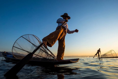Fishermen in the evening light