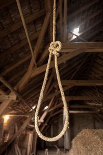 Rope with a noose in a hayloft
