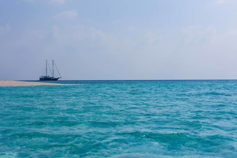 Sailing boat in a lagoon