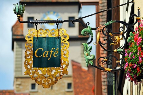 Hanging sign of a cafe