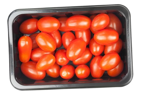 Baby plum tomatoes in a punnet