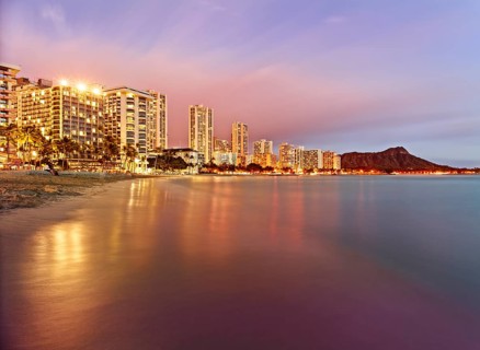 Waikiki Beach at dusk