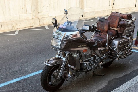 Parked Honda Goldwing motorcycle