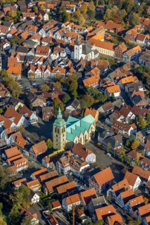 Aerial view of Weidenbruck with the Parish Church of St. Aegidius and the Franciscan Monastery of Wiedenbrueck