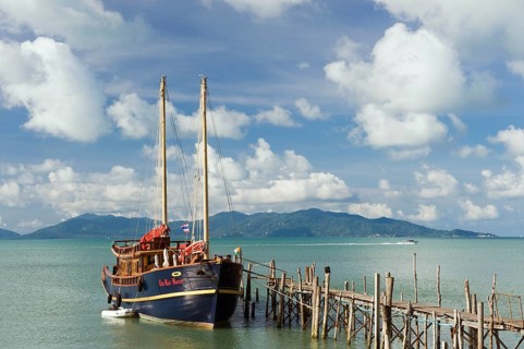 Sailing boat at a jetty