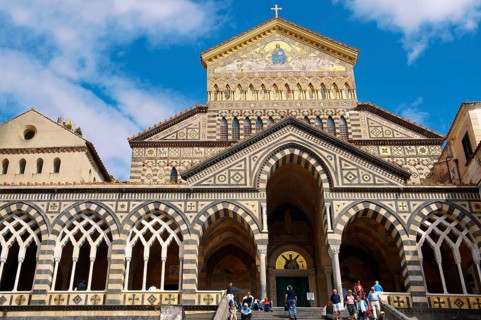 The Romanesque front of the Amalfi Cathedral
