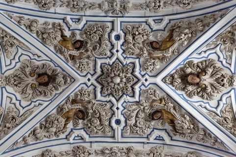 Exuberant baroque stucco work at the ceiling of the Aurora church