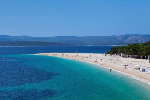 Beach at Zlatni Rat or Golden Horn