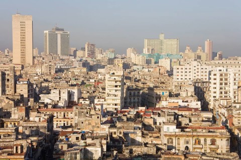 View of rundown buildings