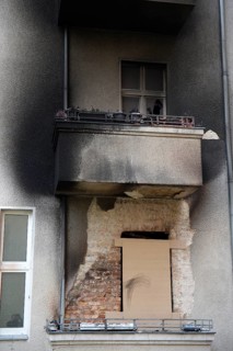 Residential house after fire at New Year's Eve