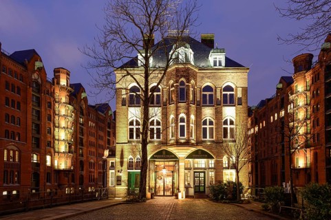 Wasserschloss building in Hamburg's Speicherstadt historic warehouse district