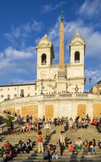 Trinita dei Monti church and the Sallustiano obelisk at the Spanish Steps