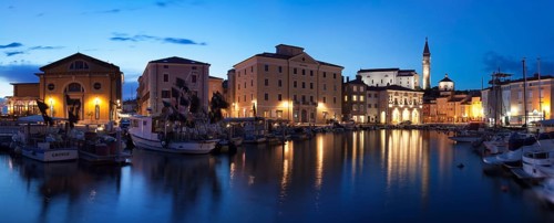 Harbor and old town with Cathedral of St. George