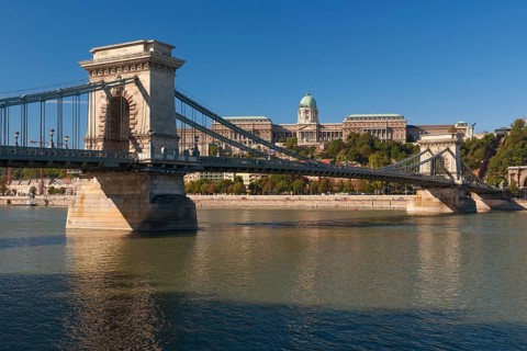 Castle Hill with Hungarian National Gallery and Chain Bridge over the Danube
