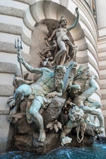Die Macht zur See' fountain with sculpture group at the Hofburg Imperial Palace