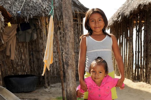 Two girls in a Kuna Indian village
