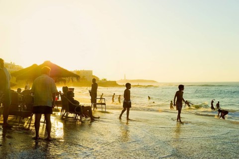 Beach bar at sunset