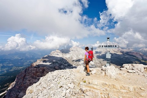 Mountain climber on the summit of Lavarela Massif