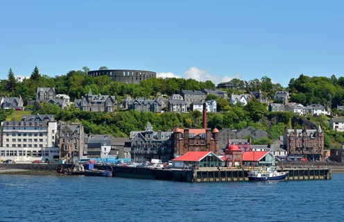 Port and town centre with McCaig's Tower