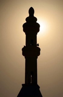 Silhouette of a minaret of a mosque