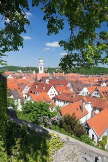 View across the historic centre to St Martin's Church