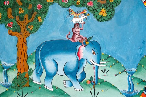 Mural depicting the legend of the four friends