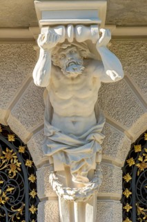 Atlante on the facade of the south side of Schloss Linderhof Palace