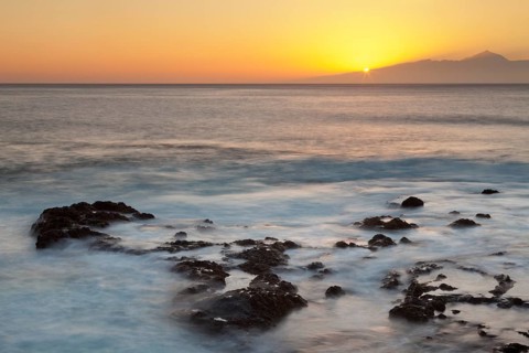 View from Puerto de las Nieves to Tenerife at sunset