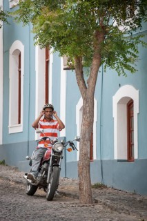 Man sitting on a motorcycle