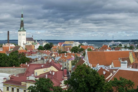 View over the historic town centre towards St. Olaf's Church