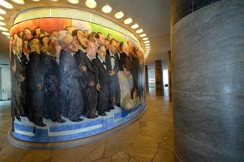 Detail of the mural 'The Path of the Representatives to St. Paul's Church' by the Berlin painter Johannes Grutzke