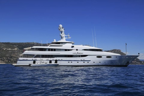 Abeking & Rasmussen motor yacht Lady Sheridan at anchor in front of Eze Bord de Mer