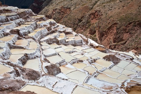 Salt pans on a mountainside