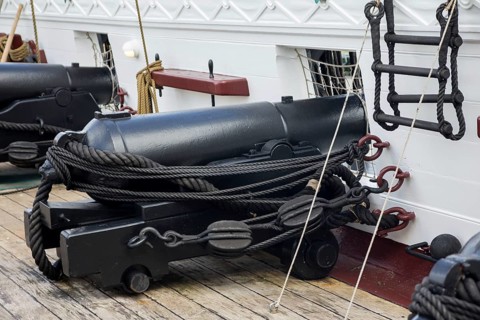 A cannon of the historic frigate Jylland