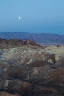 Full moon over the Panamint Range and the Death Valley at dawn