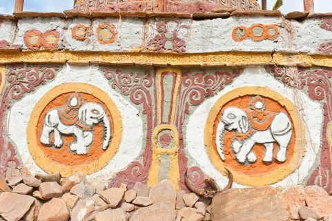 Colorfully decorated Buddhist Stupa