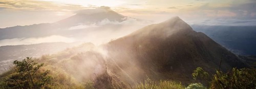 Batur Volcano and Lake Batur at sunrise