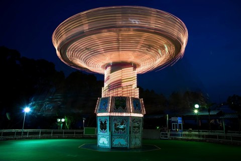 Rotating swing ride