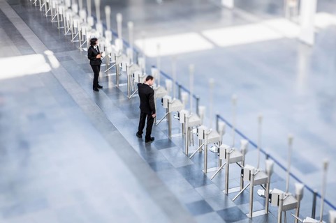 Entry control point with people