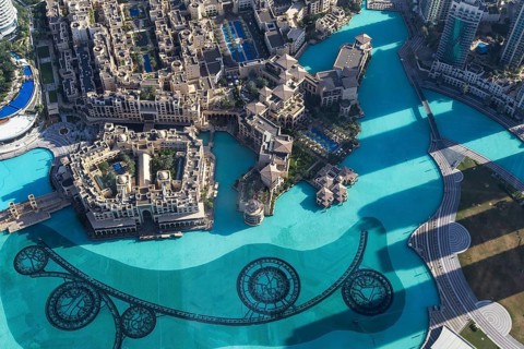 View from the Burj Khalifa on the Old Town district