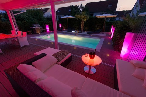 Private house at night with display lighting