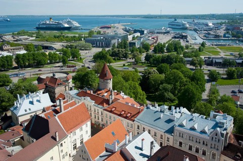 View from St. Olaf's Church of the Lower Town with the port
