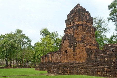 Overgrown walls and temple tower