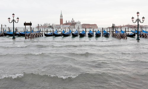 High water or acqua alta in St Mark's Square