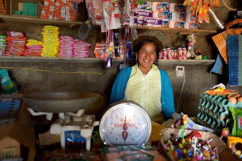 Saleswoman in a grocery store
