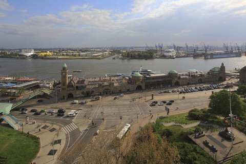Elbe River with the St Pauli Landing Stages