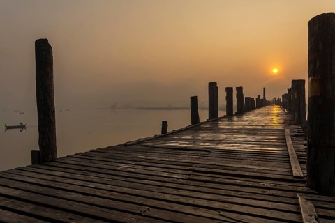 Teak bridge at sunrise