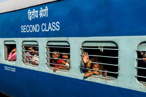 Second class Indian Railways train coach