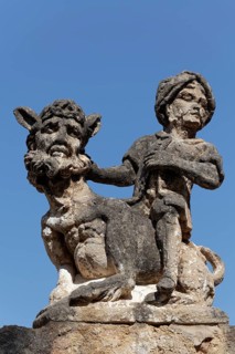 Baroque figures on a wall of Villa Palagonia