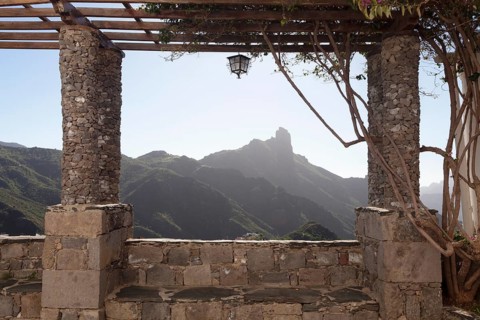 Views from Tejeda to the Roque Bentayga rock formation